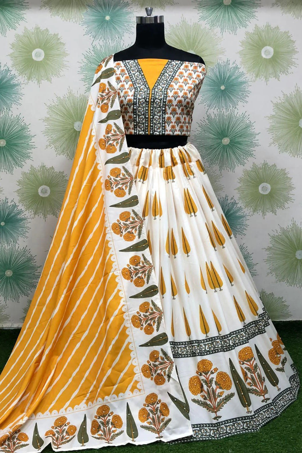 Off White Colour Silk Printed Lehenga Choli LC1020150 1
