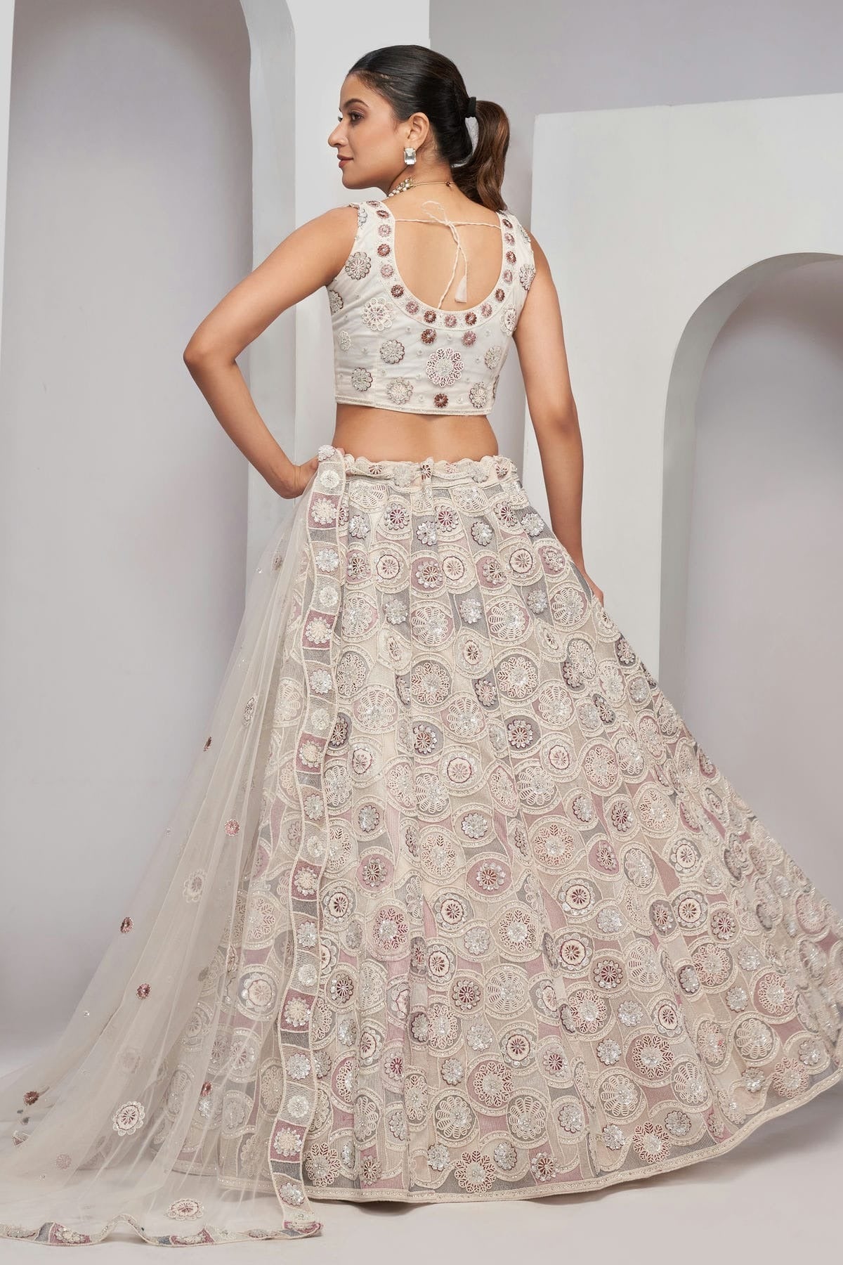 Off White Colour Soft Net Lehenga Choli LC1030003 B
