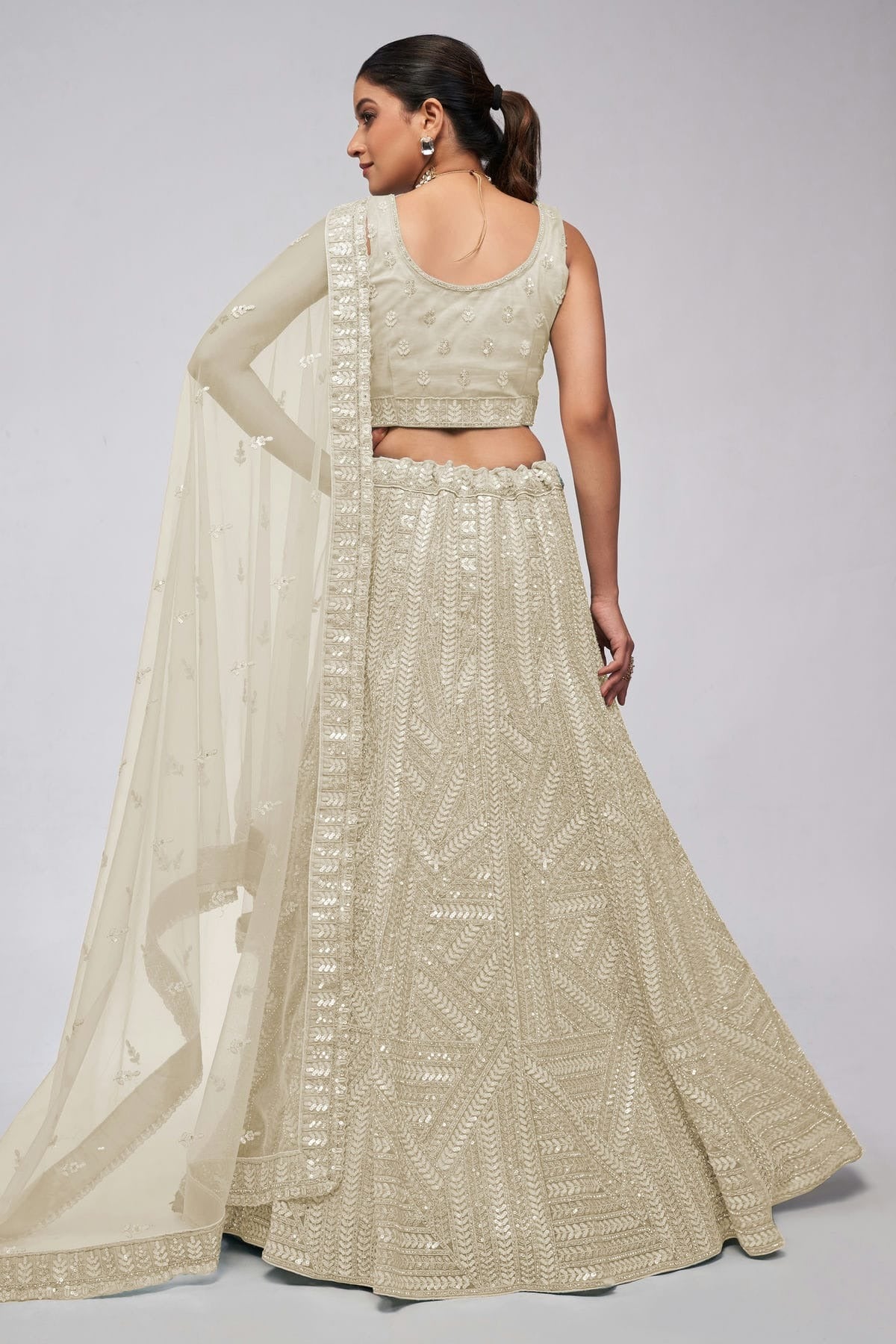 Off White Colour Soft Net Lehenga Choli LC1030034 B