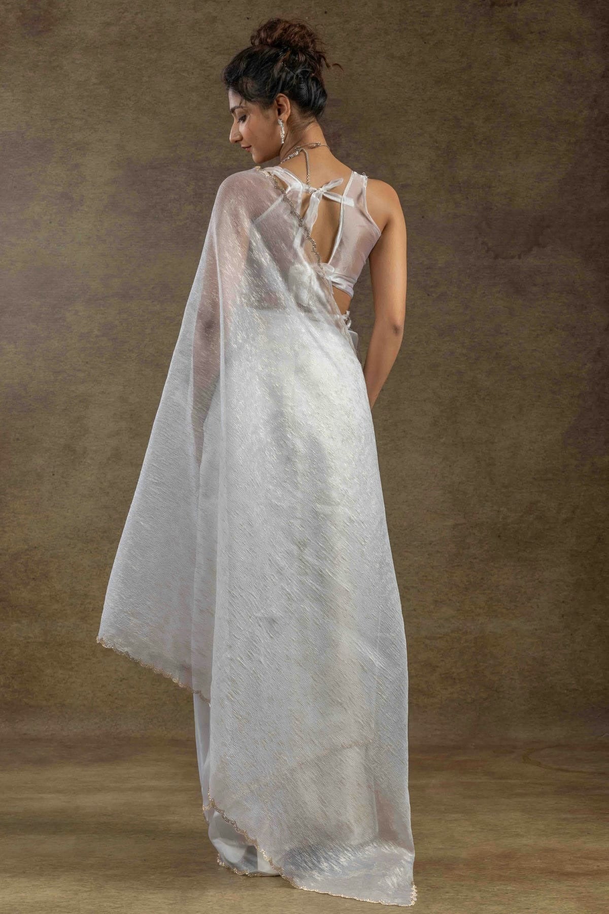 Off White Colour Tissue Silk Ready To Wear Saree SD1122042 A