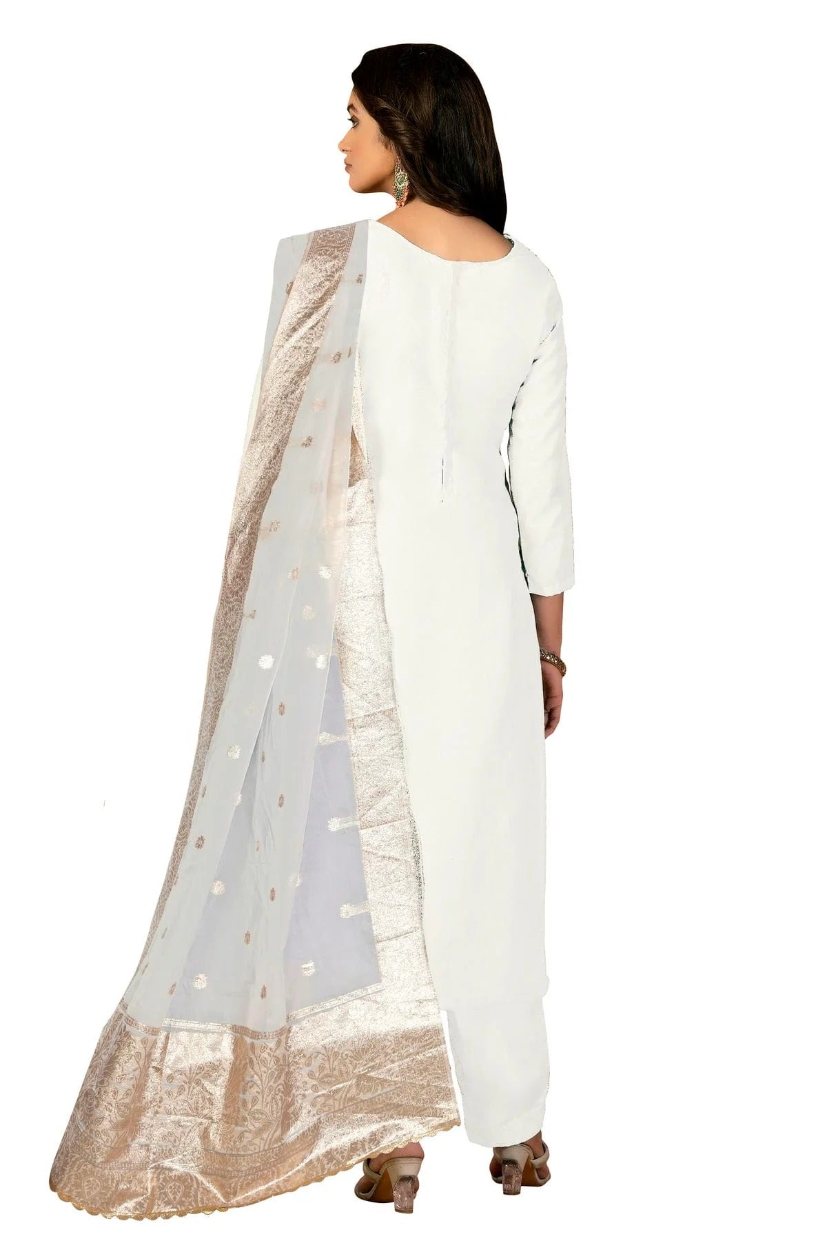 Off White Colour Unstitched Modal Silk Fabric Straight Suit US1160976 A