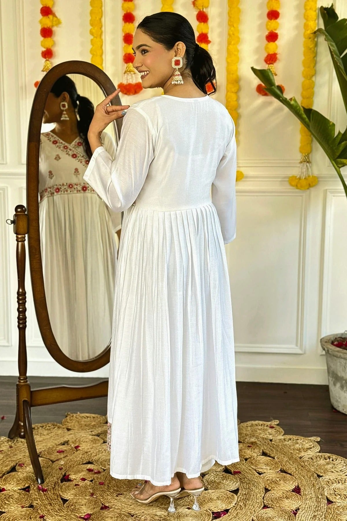 Off White Colour Viscose Chanderi Stitched Salwar Suit SS1112024 A