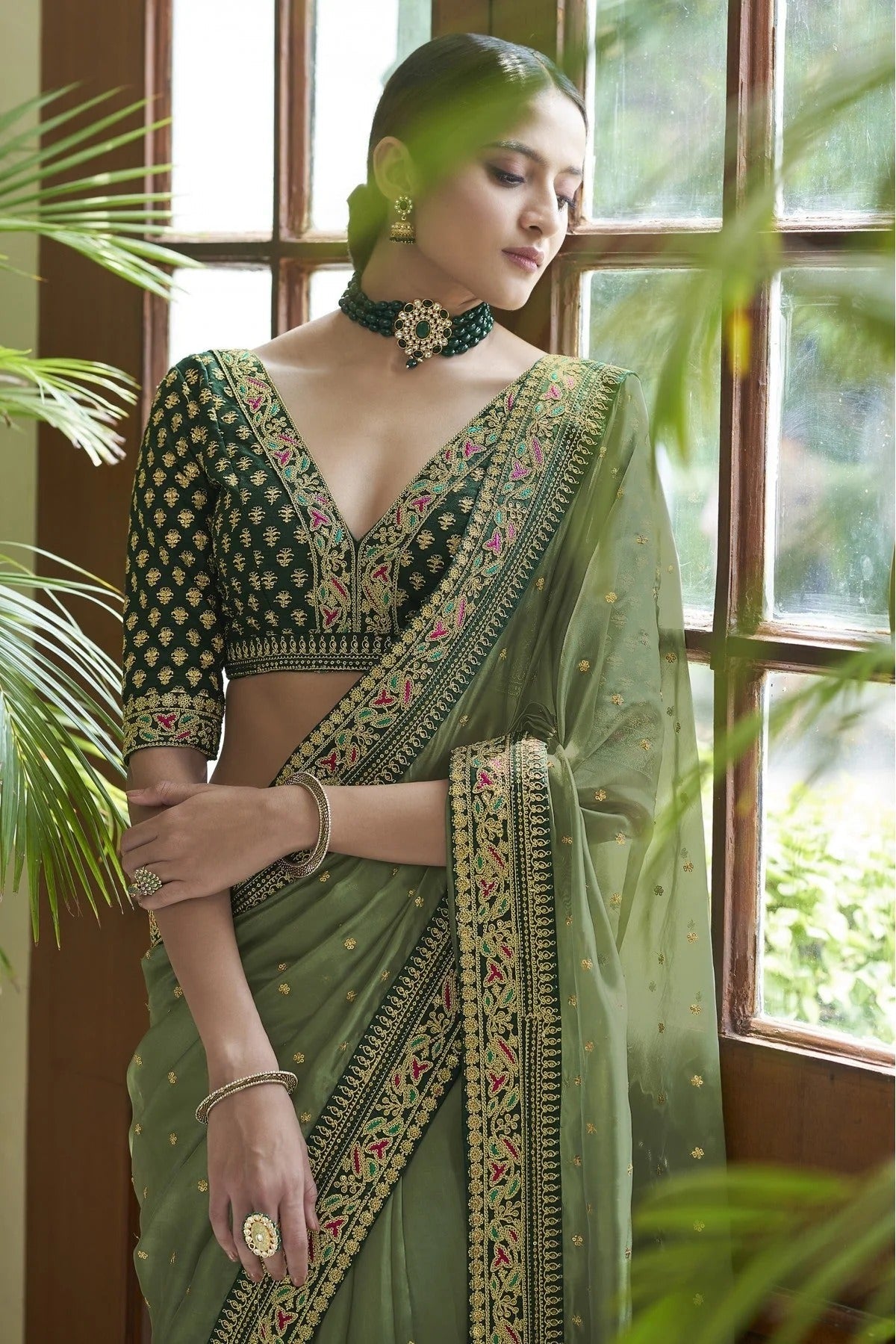 Olive Green Colour Art Silk Designer Saree SD1080011 A