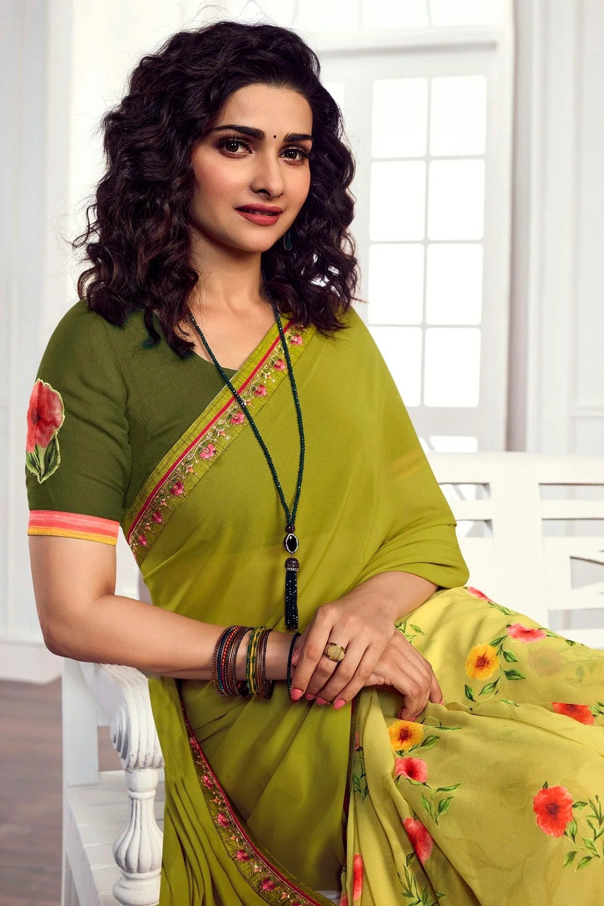 Olive Green Colour Georgette Printed Saree SD1180059 A