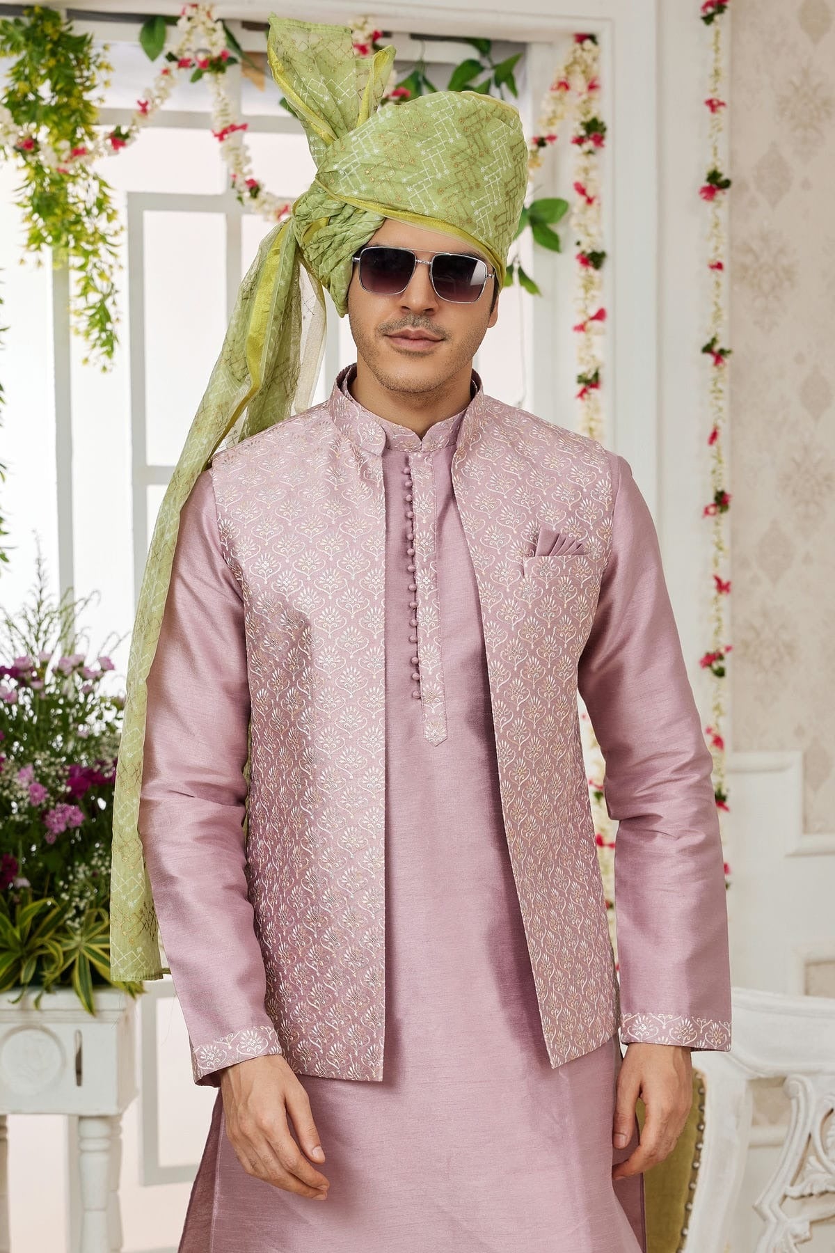 Onion Pink Colour Art Silk Kurta Pajama With Jacket KP1230269 B