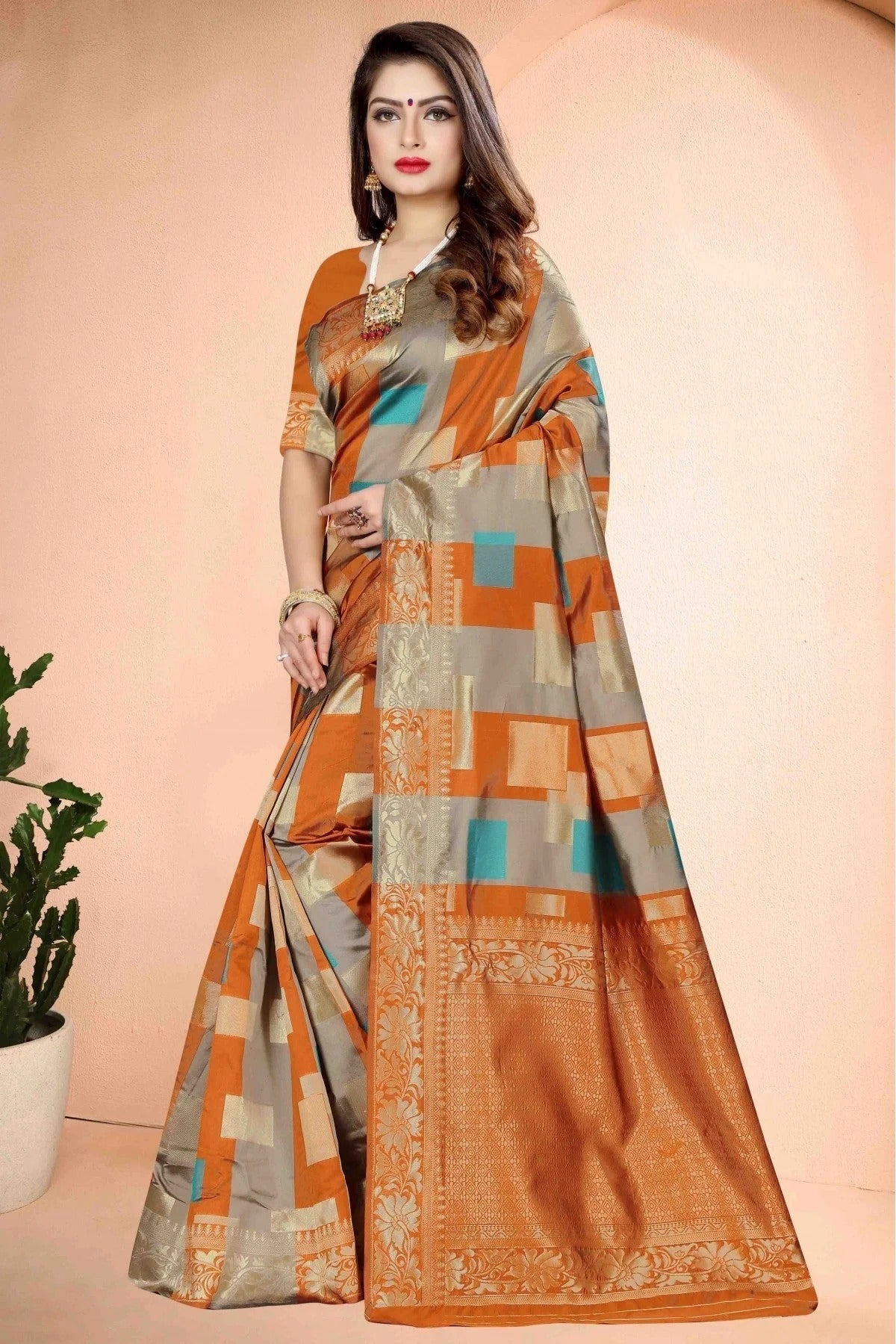 Orange Colour Banarasi Art Silk Traditional Saree SD1120744 A