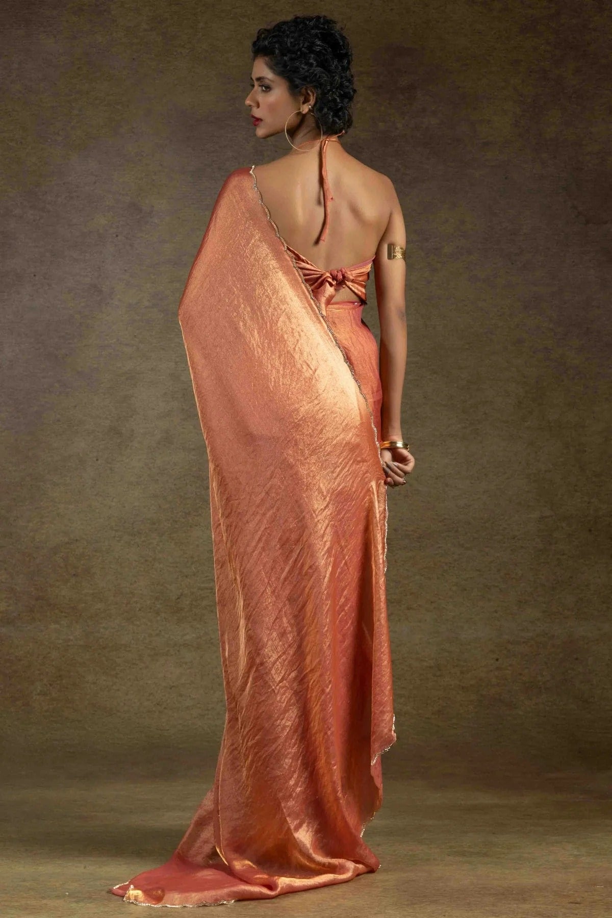 Orange Colour Fendi Satin Silk Ready To Wear Saree SD1122026 A