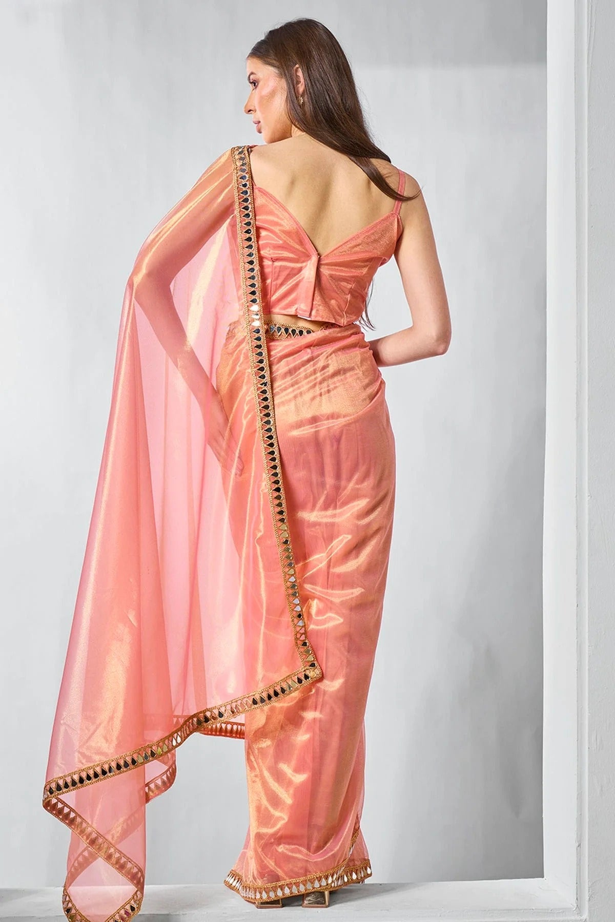 Orange Colour Gold Tissue Net Designer Saree SD1111713 A
