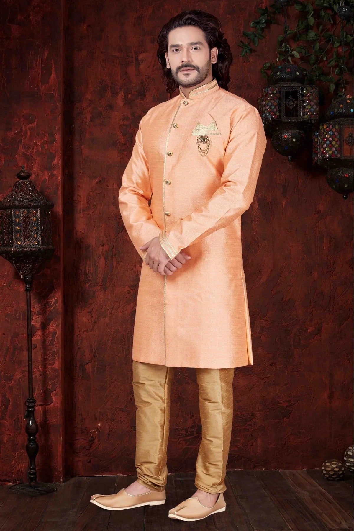 Orange Colour Kurta Pajama In Silk Fabric KP1040033