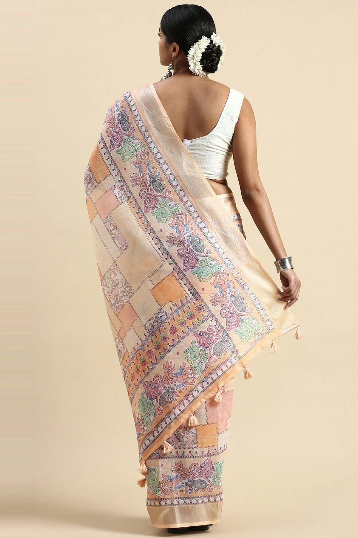 Orange Colour Linen Saree SD1110333 A