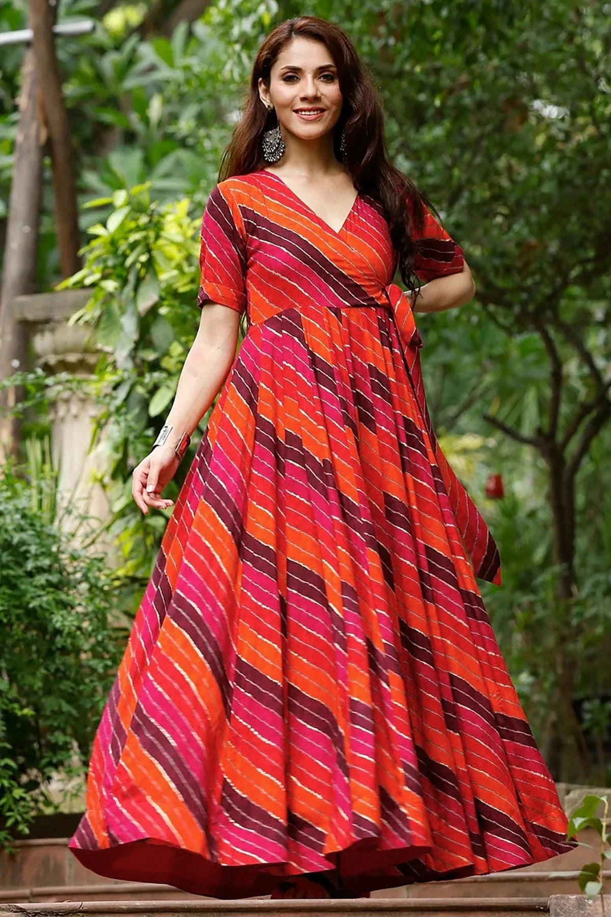 Orange Colour Rayon Stitched Gown GW1112314 B