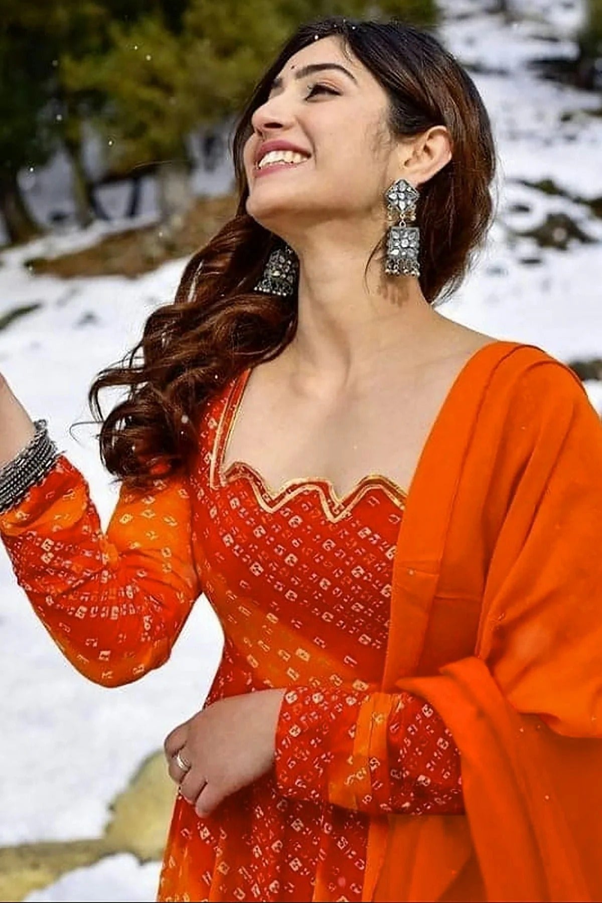 Orange Colour Rayon Stitched Gown GW1112317 B