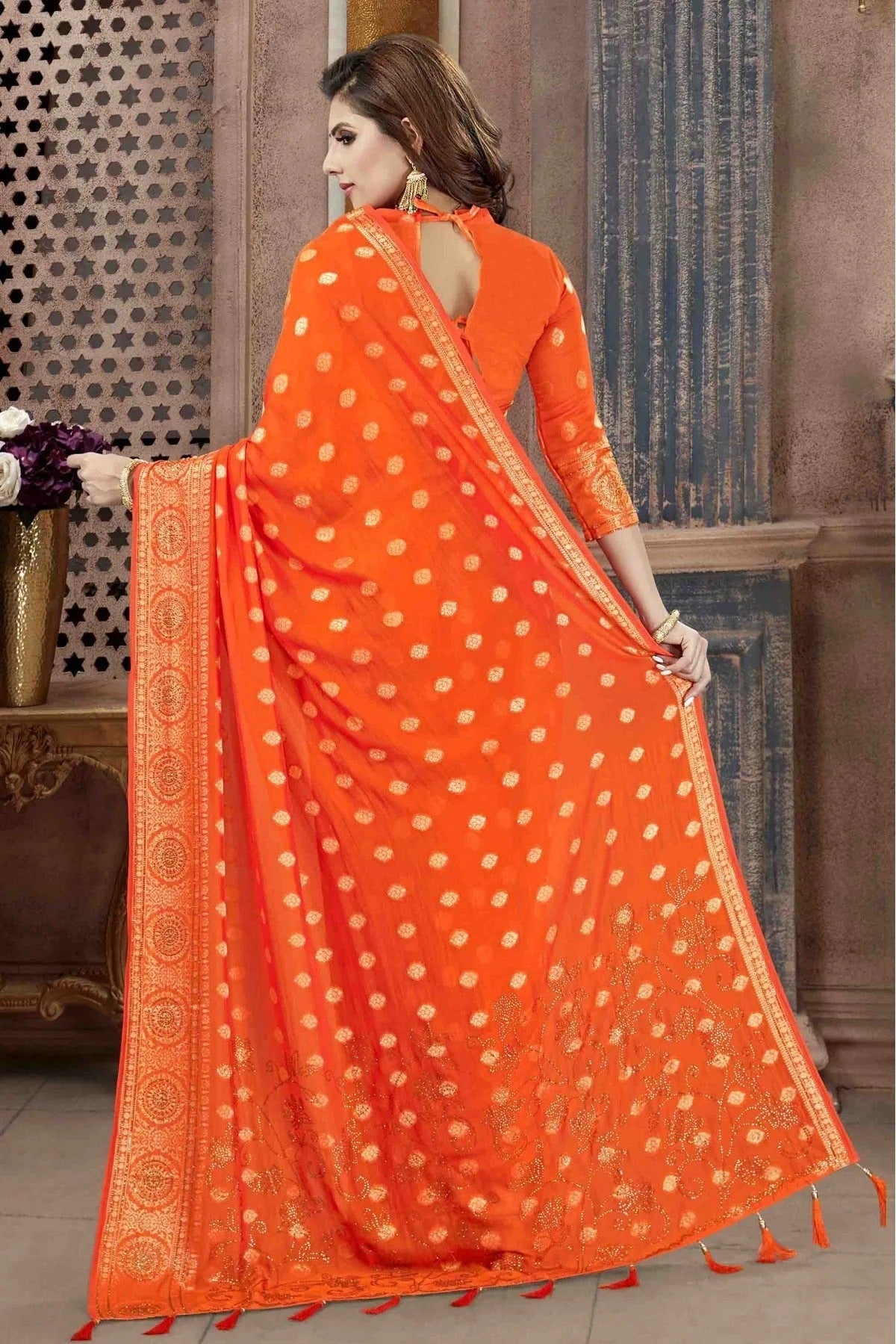 Orange Colour Silk Designer Saree SD1120494 A