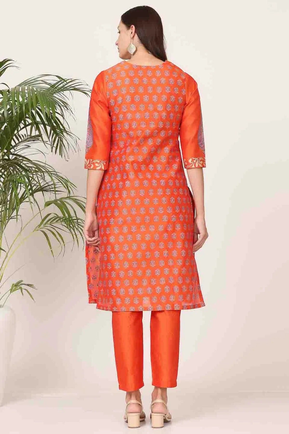 Orange Colour Silk Stitched Suit SS1112908 A