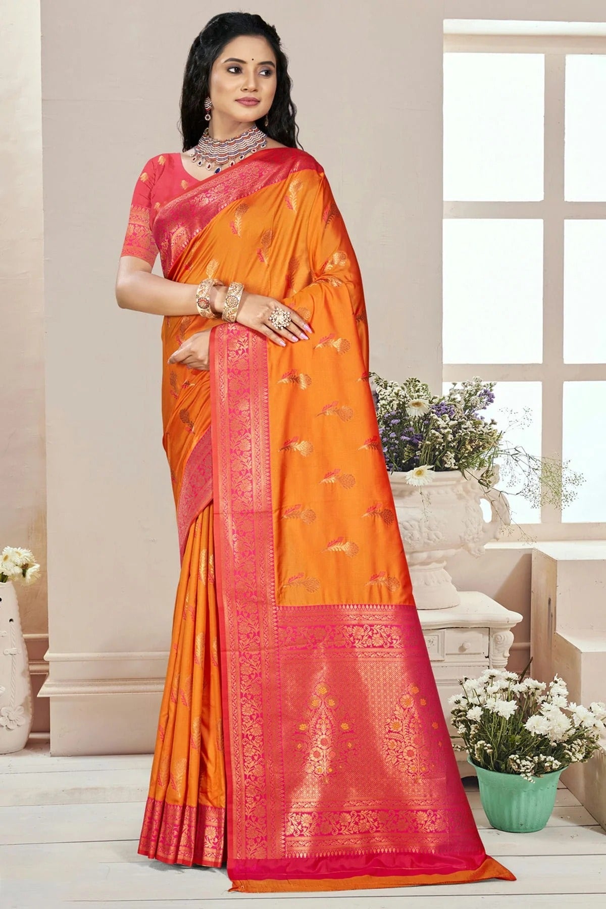 Orange Colour Silk Woven Work Traditional Saree SD1103065