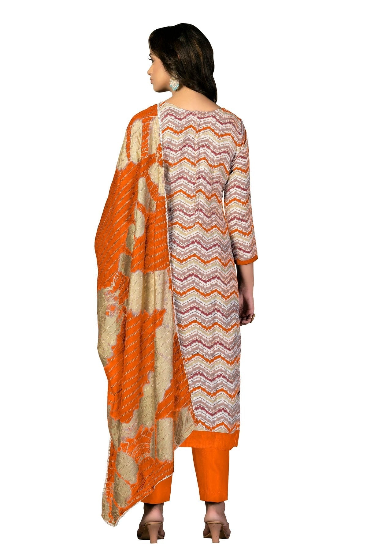 Orange Colour Unstitched Cotton Fabric Straight Suit US1160942 A
