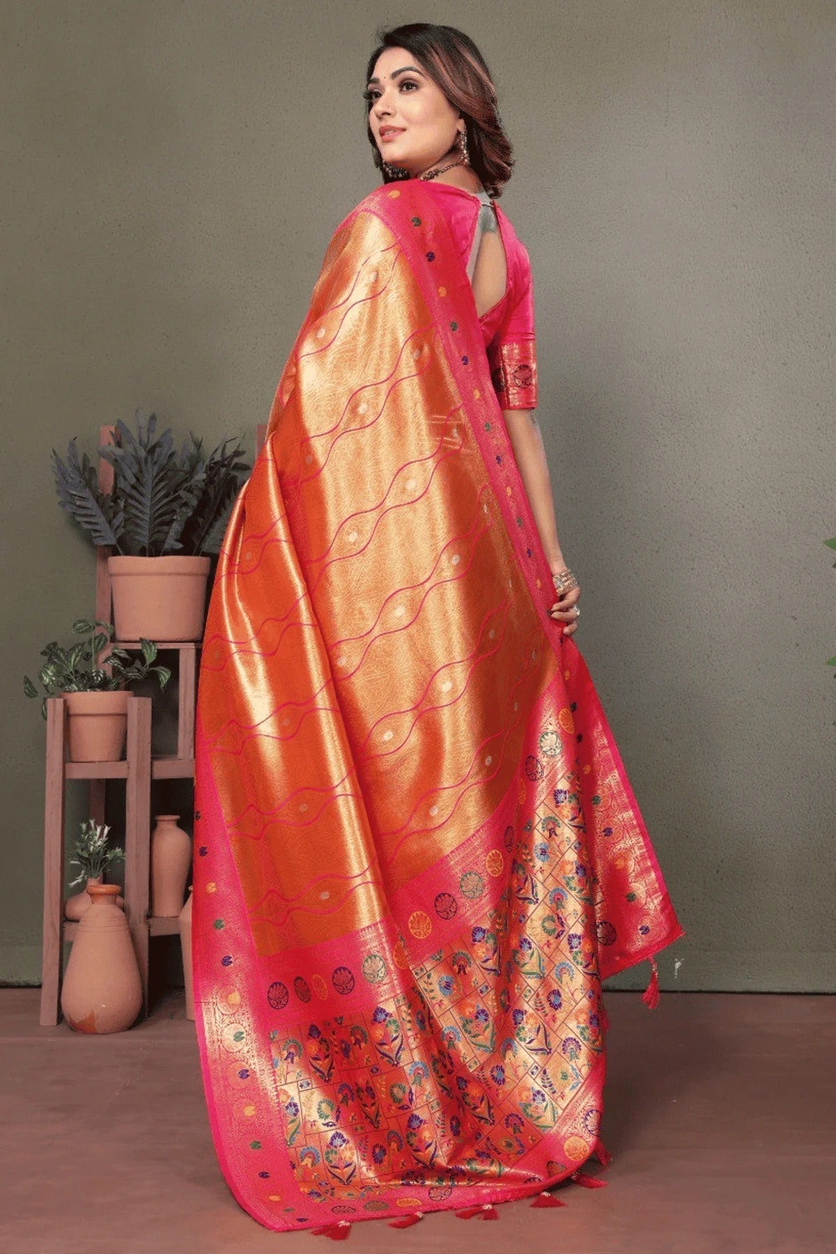 Orange Colour Woven Work Pure Banarasi Tissue Silk Traditional Saree SD1250317 B