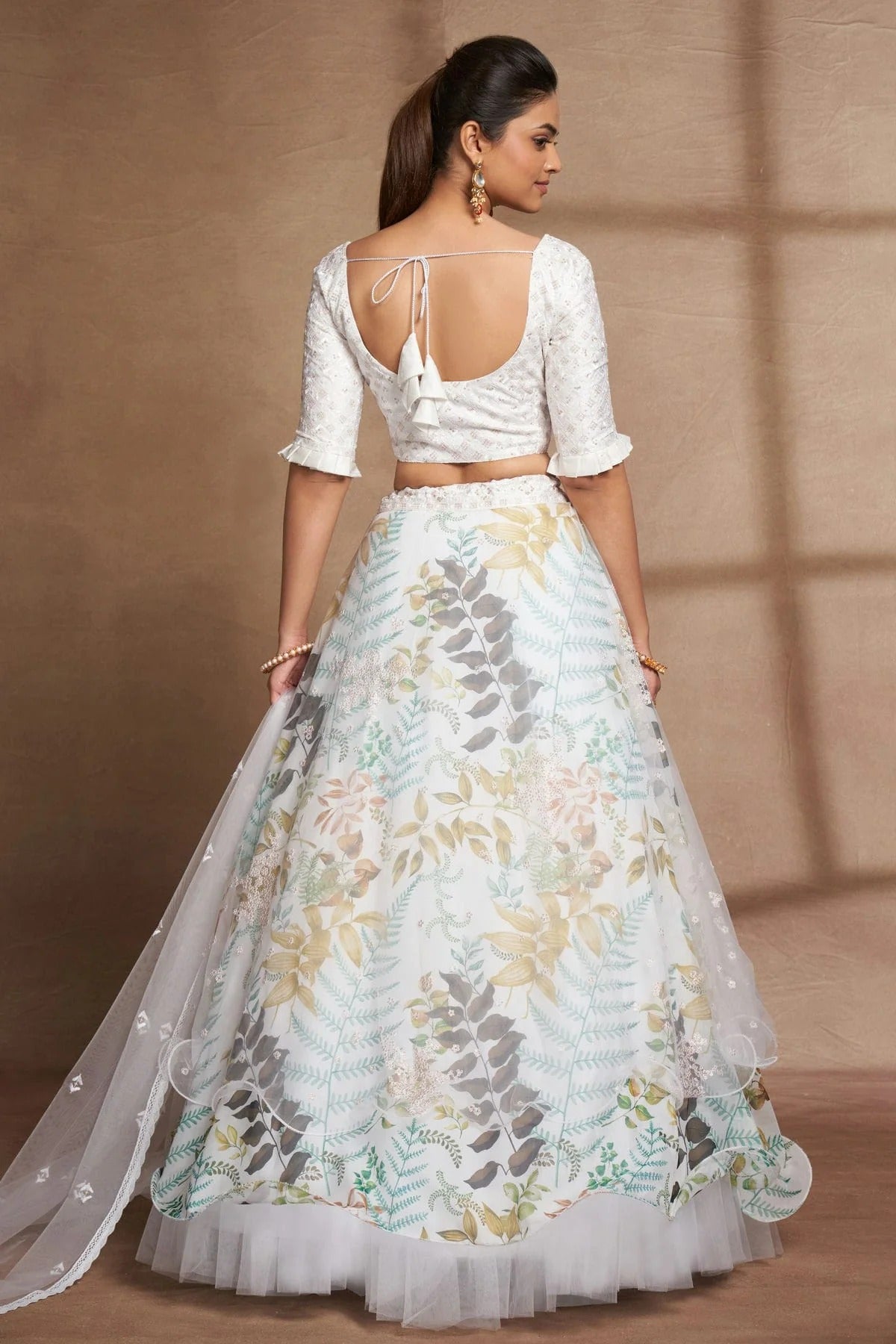 Organza and Net Designer Lehenga Choli In Off White Colour LC1270062 B