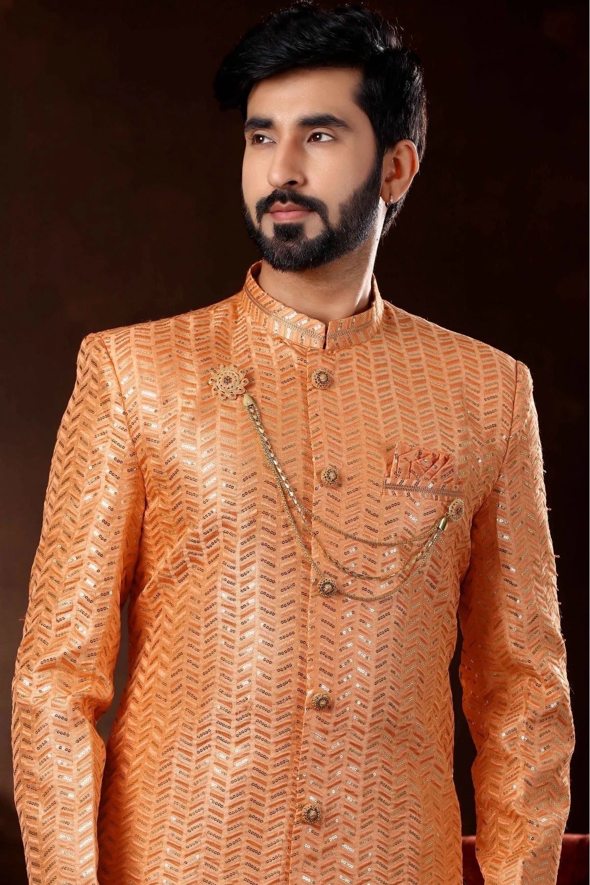 Peach Colour Art Silk Sherwani SH1040363 A