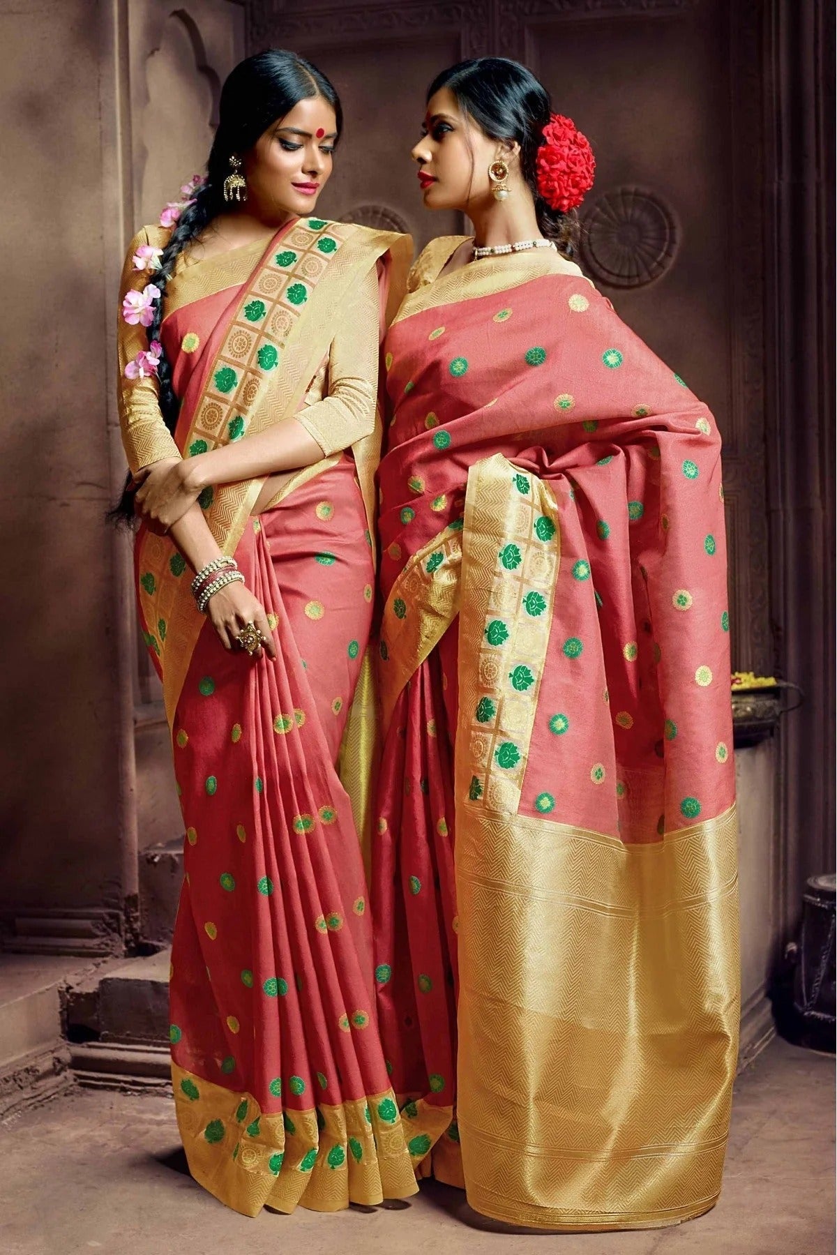 Peach Colour Banarasi Silk Woven Saree SD1100165