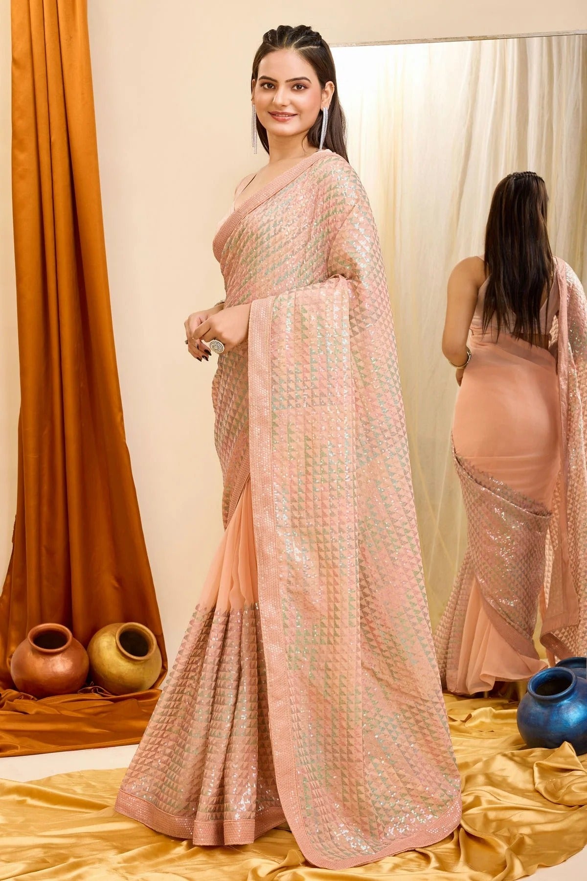 Peach Colour Georgette Saree SD1110419 A