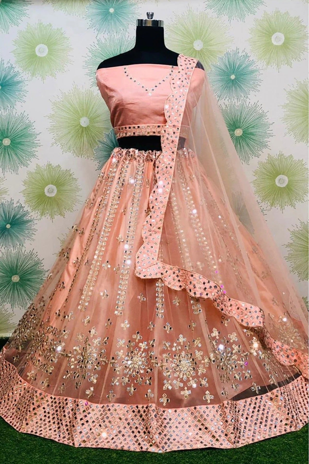 Peach Colour Net Lehenga Choli LC1020122