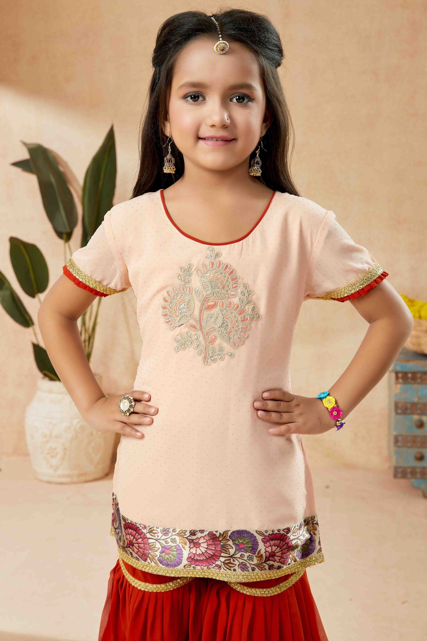 Peach Colour Net Sharara Suit GW1070774 B