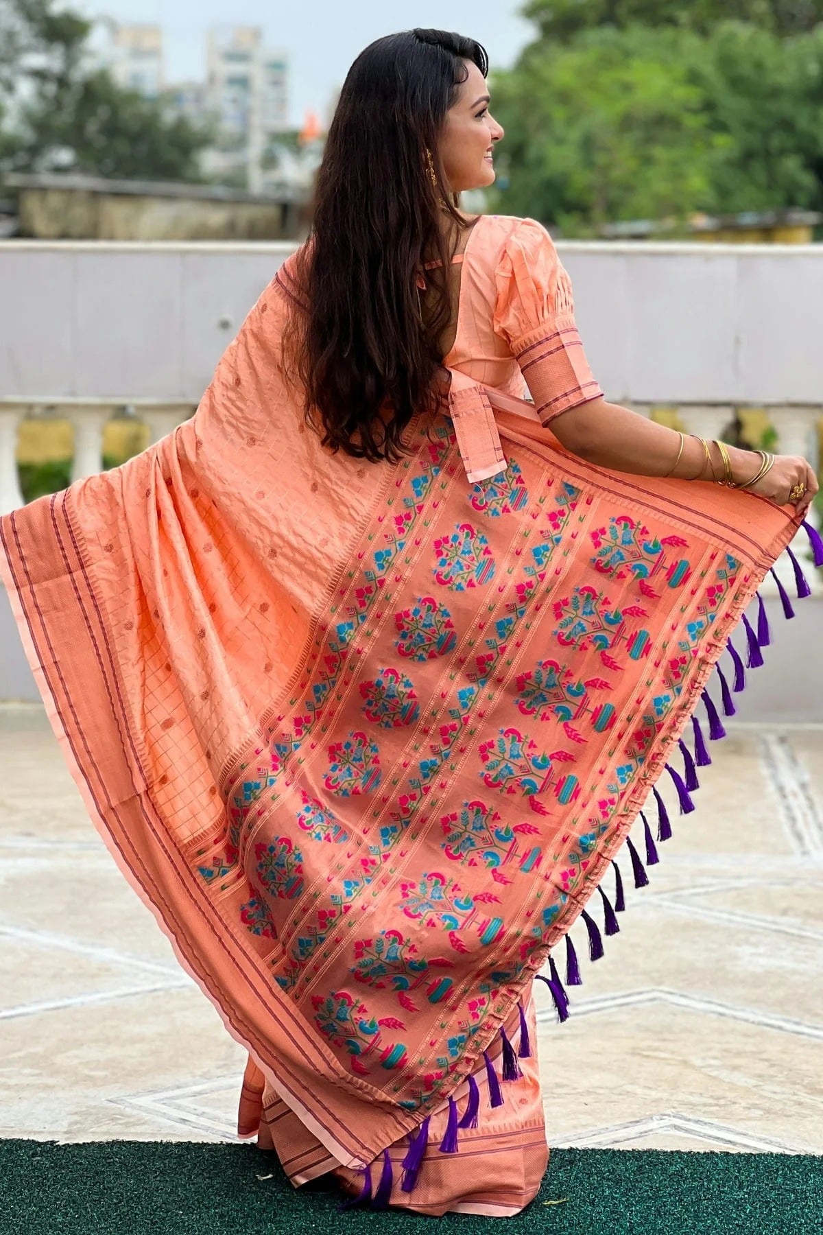 Peach Colour Silk Woven Work Saree SD1290035 A