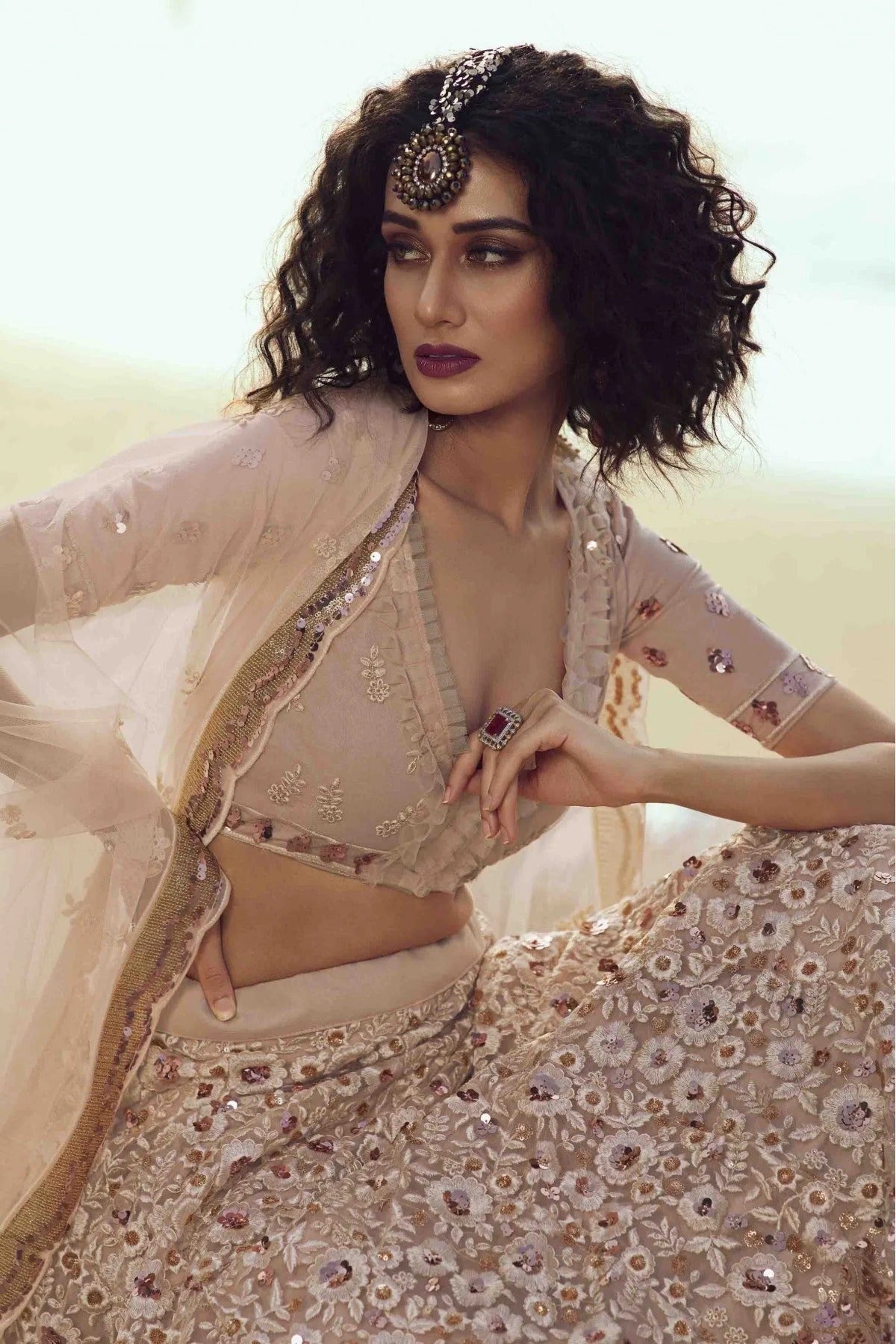 Peach Colour Soft Net Embroidery Lehenga Choli LC1080389 B