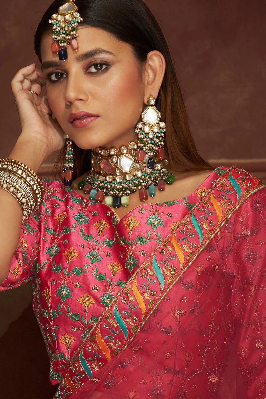 Pink Colour Art Silk Embroidery Lehenga Choli LC1150113 B