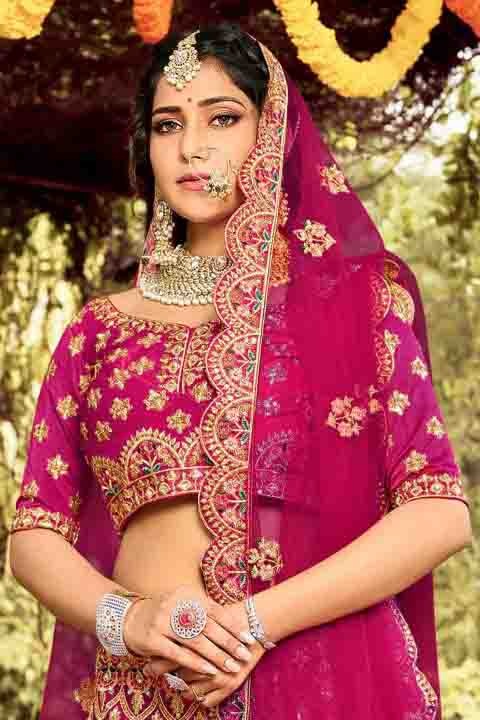 Pink Colour Art Silk Resham Work Lehenga Choli LC1080139 A