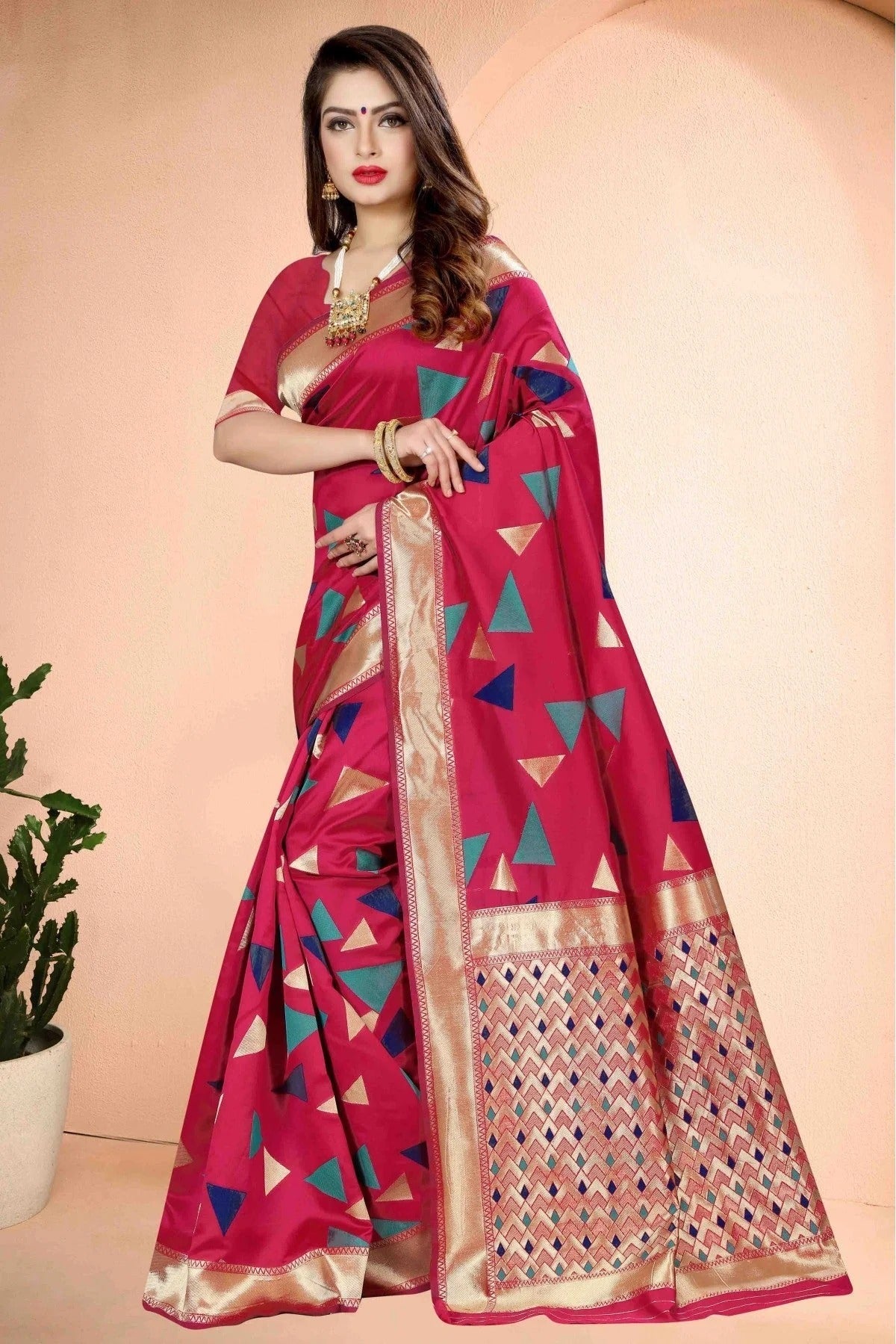 Pink Colour Banarasi Art Silk Traditional Saree SD1120747 A