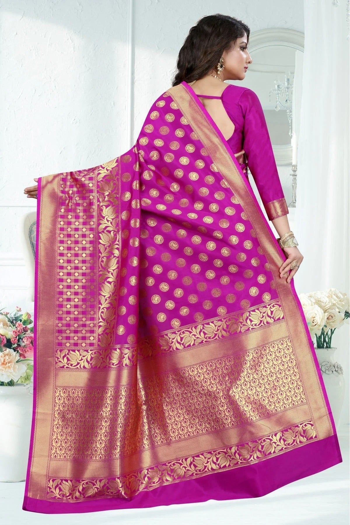 Pink Colour Banarasi Art Silk Woven Saree SD1120783 A