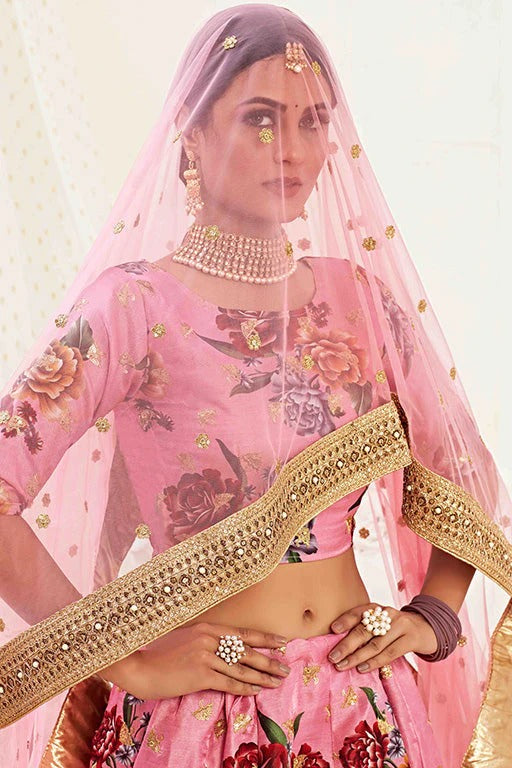 Pink Colour Banglori Satin Designer Lehenga Choli LC1240027 B