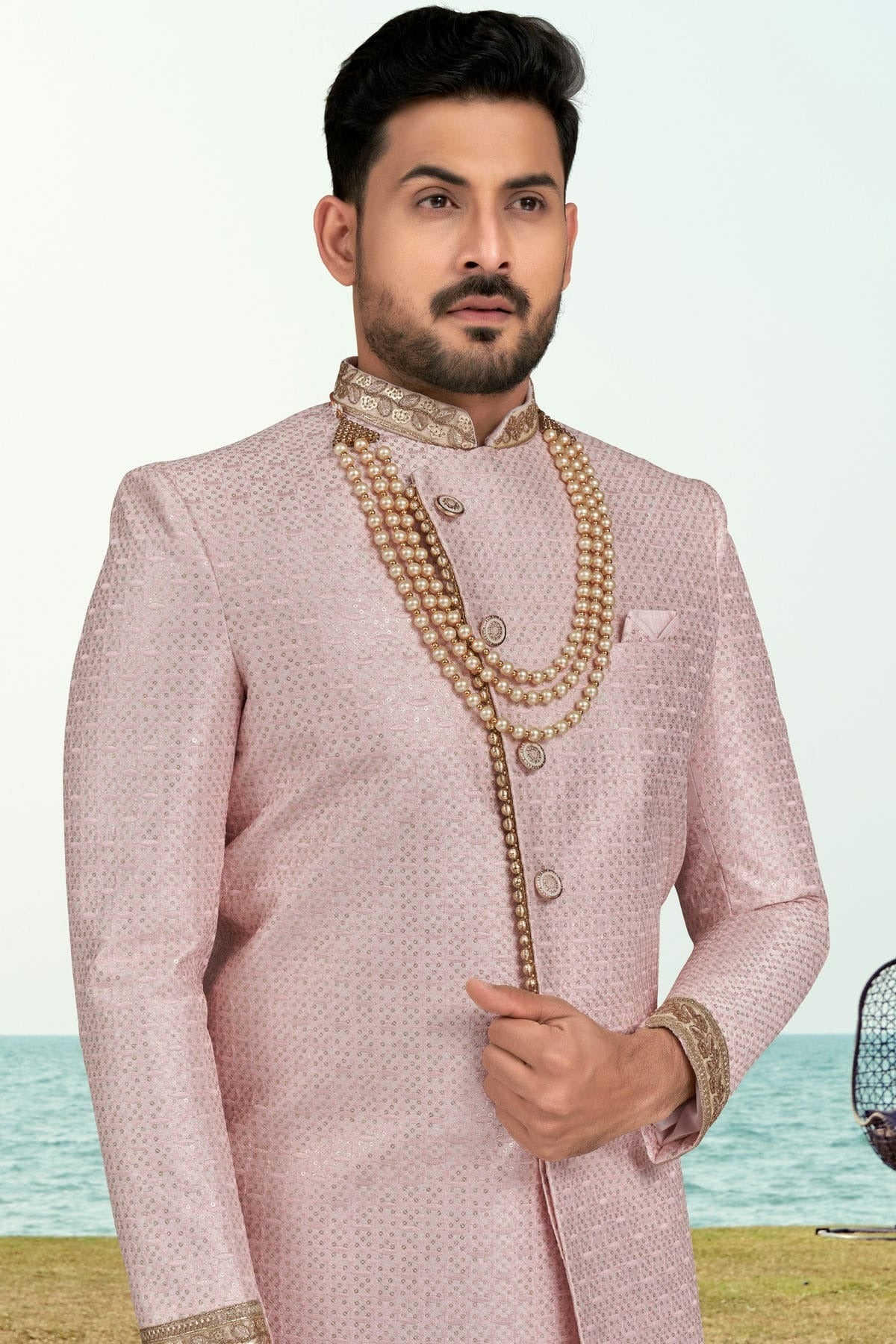 Pink Colour Champion Silk Sherwani SH1040524 A