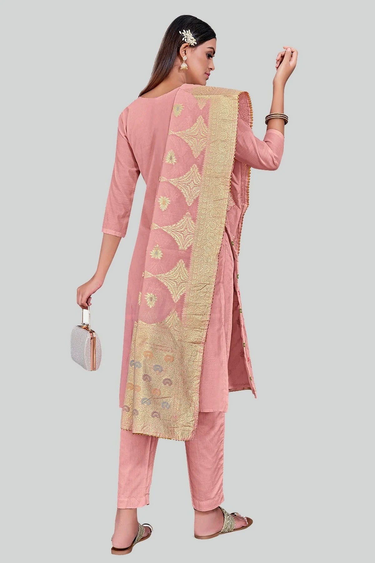 Pink Colour Chanderi Silk Pant Style Suit SM1110603 A