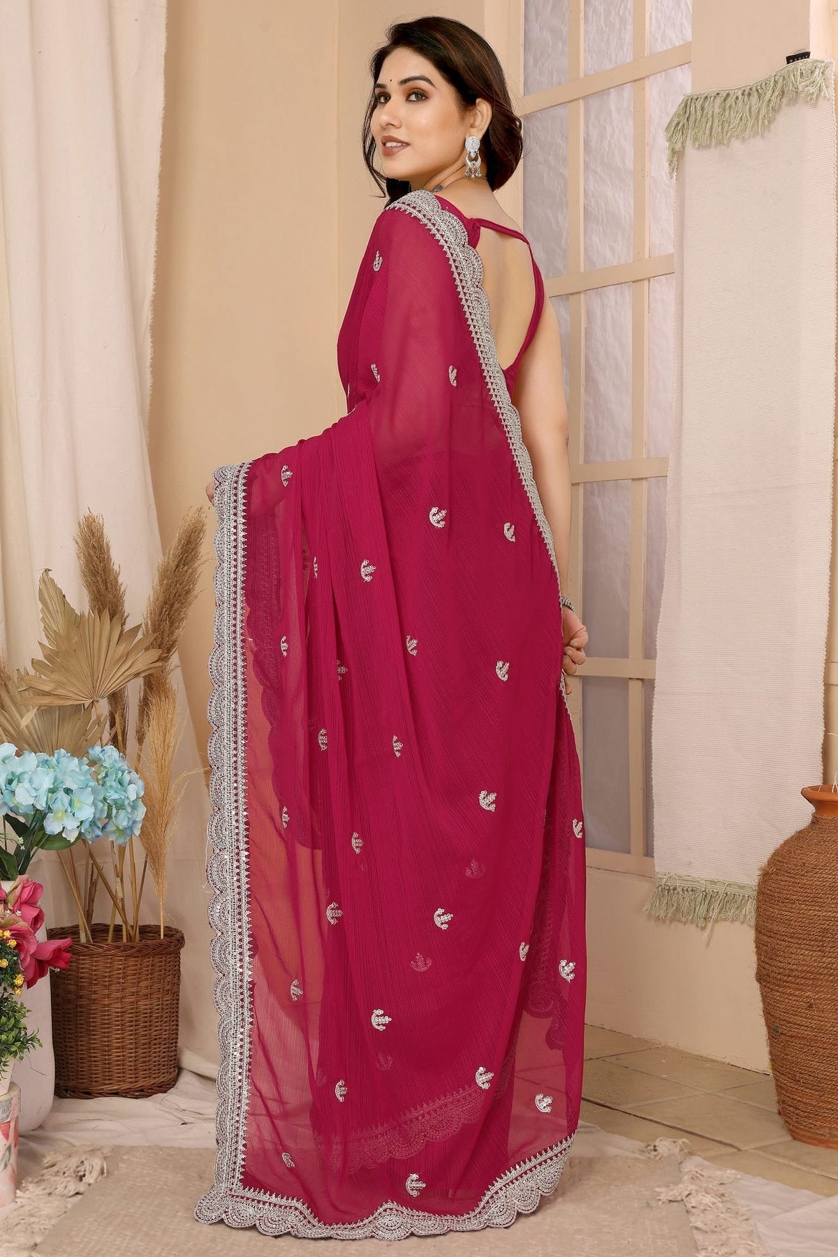Pink Colour Chiffon Saree SD1110426 A