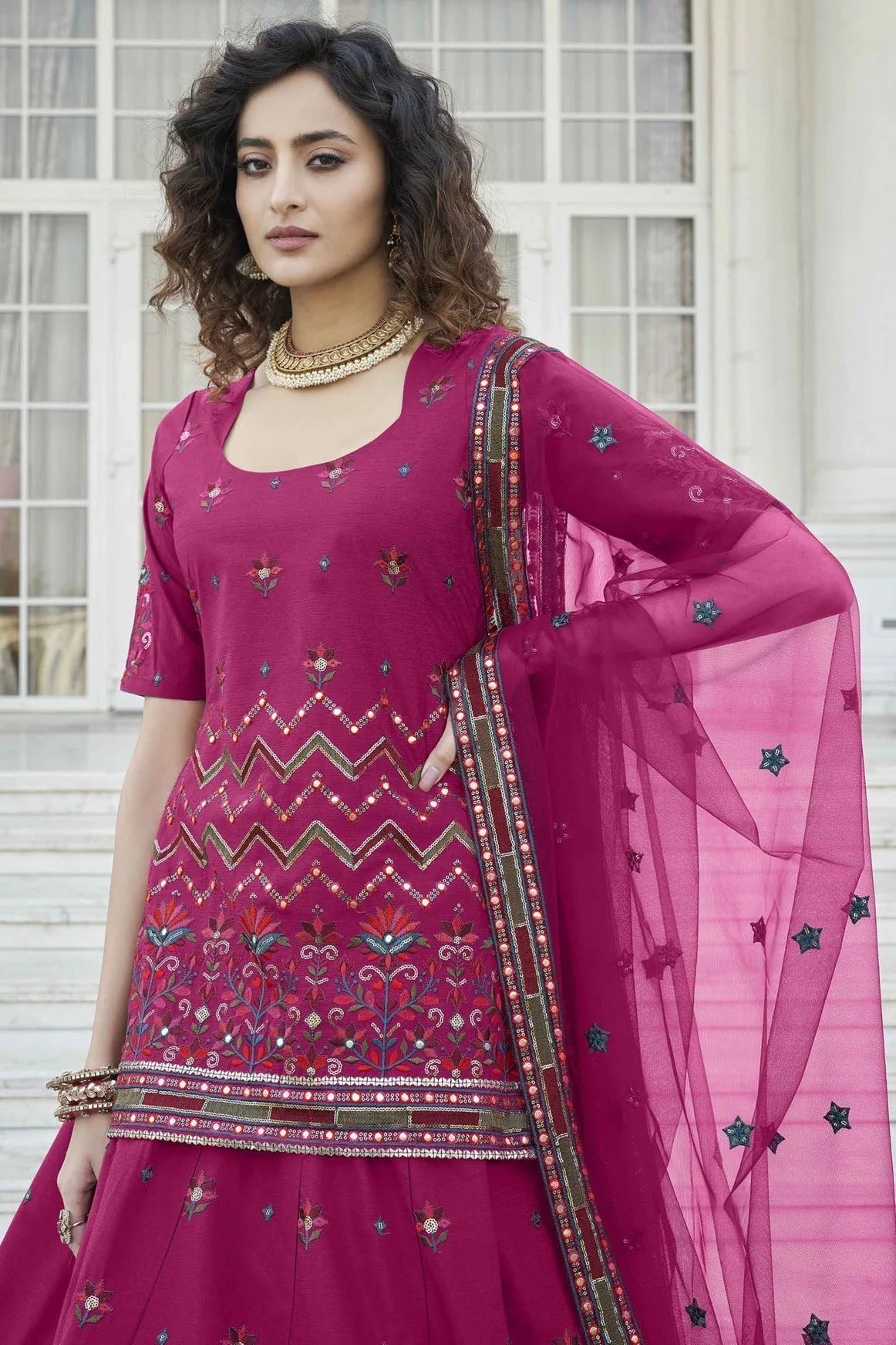 Pink Colour Chinon Chiffon Embroidery Lehenga Suit SM1150211 B