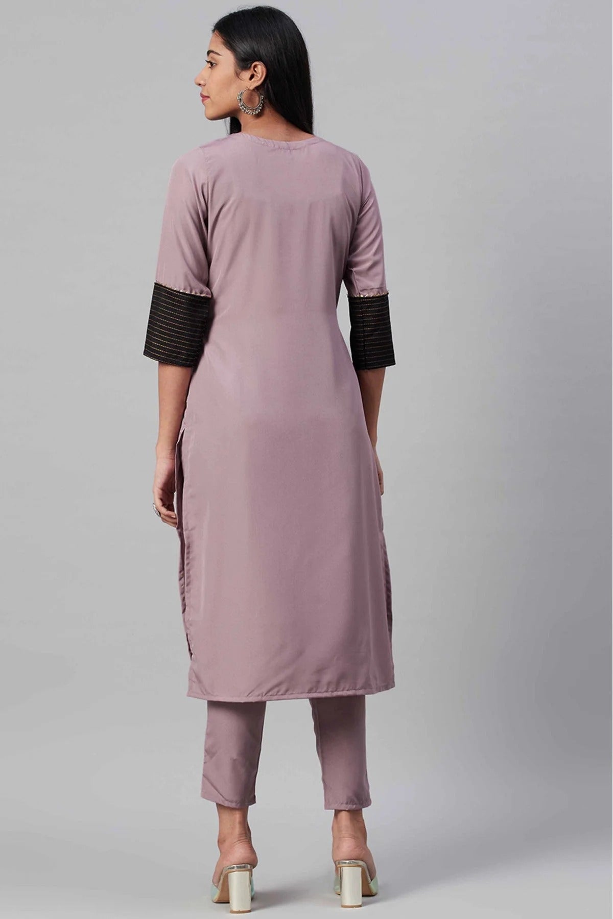 Pink Colour Crepe Foil Print Kurti KR1060239 B