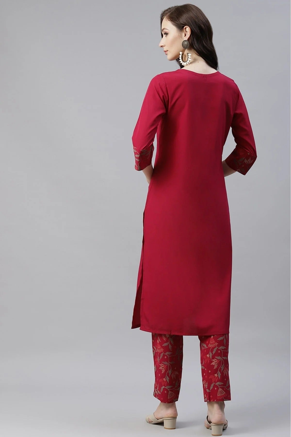 Pink Colour Crepe Foil Print Kurti KR1060243 B