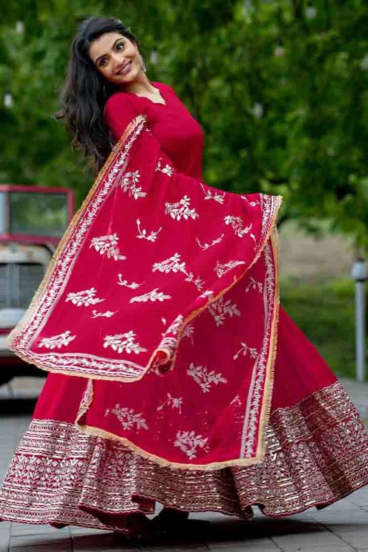 Pink Colour Faux Georgette Stitched Anarkali Suit SS1140935 A