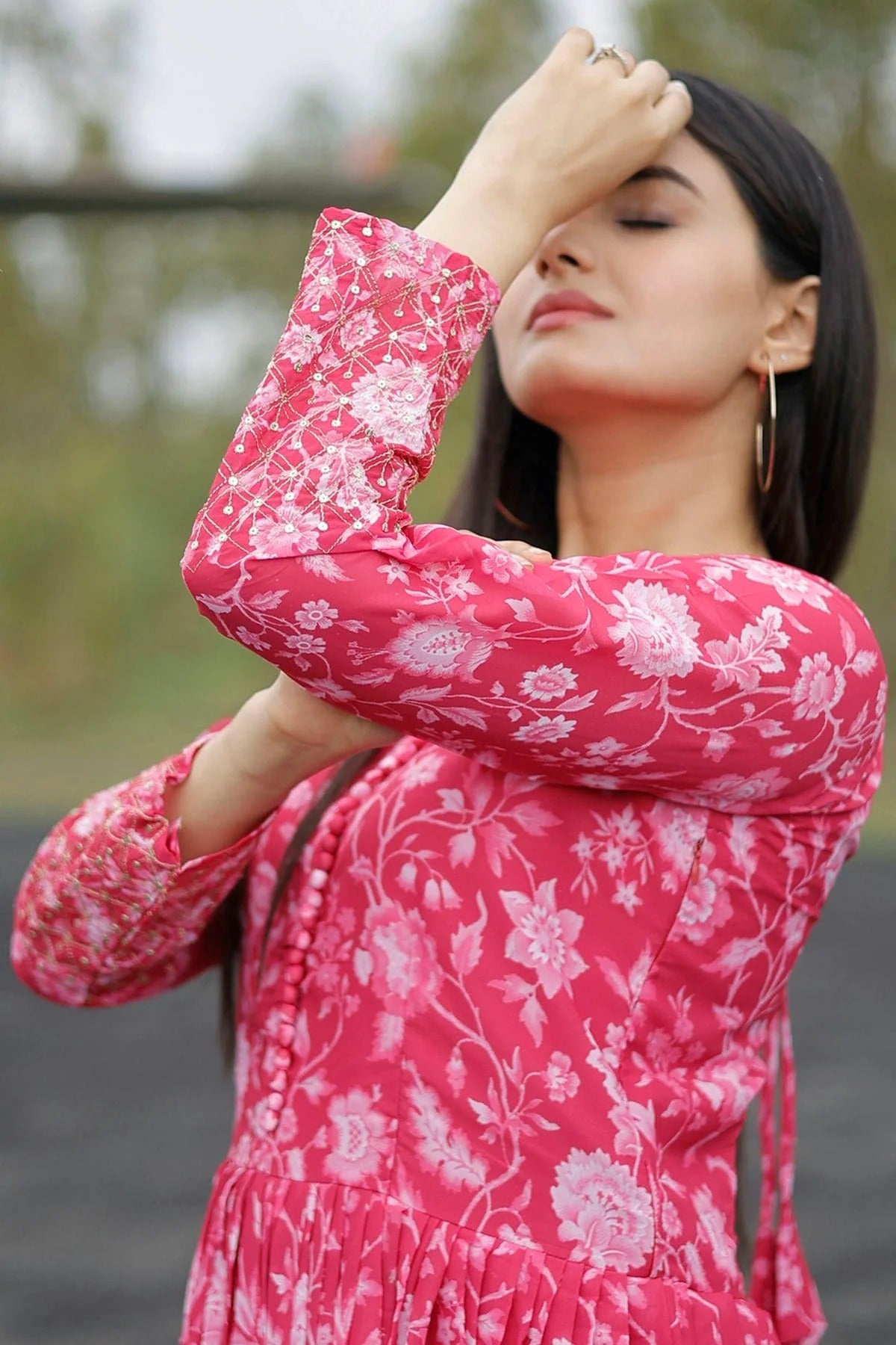 Pink Colour Faux Georgette Stitched Gown GW1112338 B