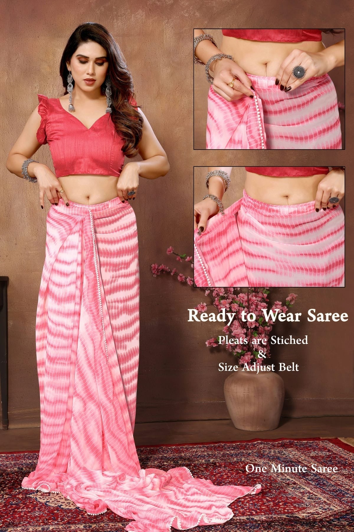 Pink Colour Georgette Ready To Wear Saree SD1180018 A