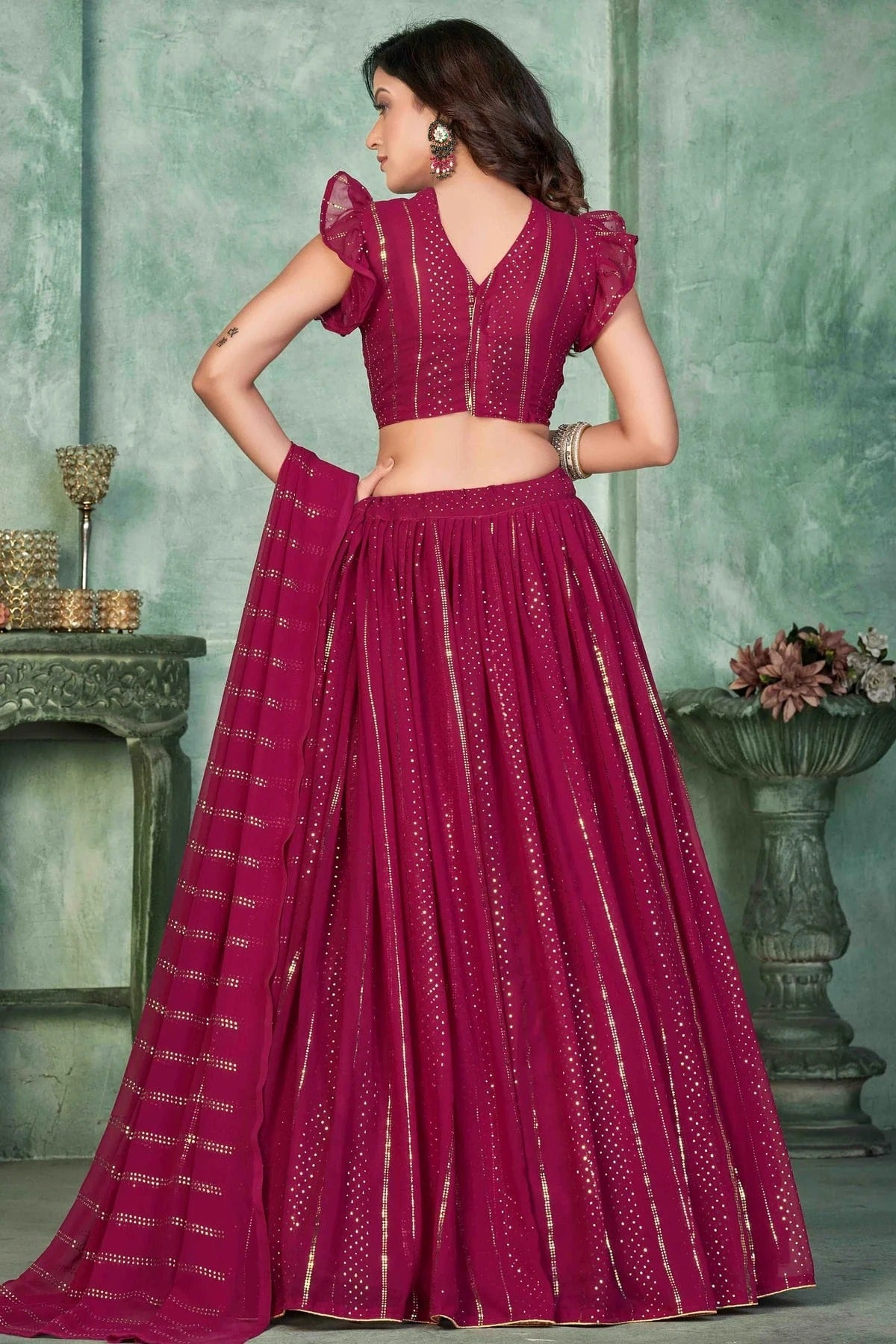 Pink Colour Georgette Semi Stitched Lehenga Choli LC1170047 B