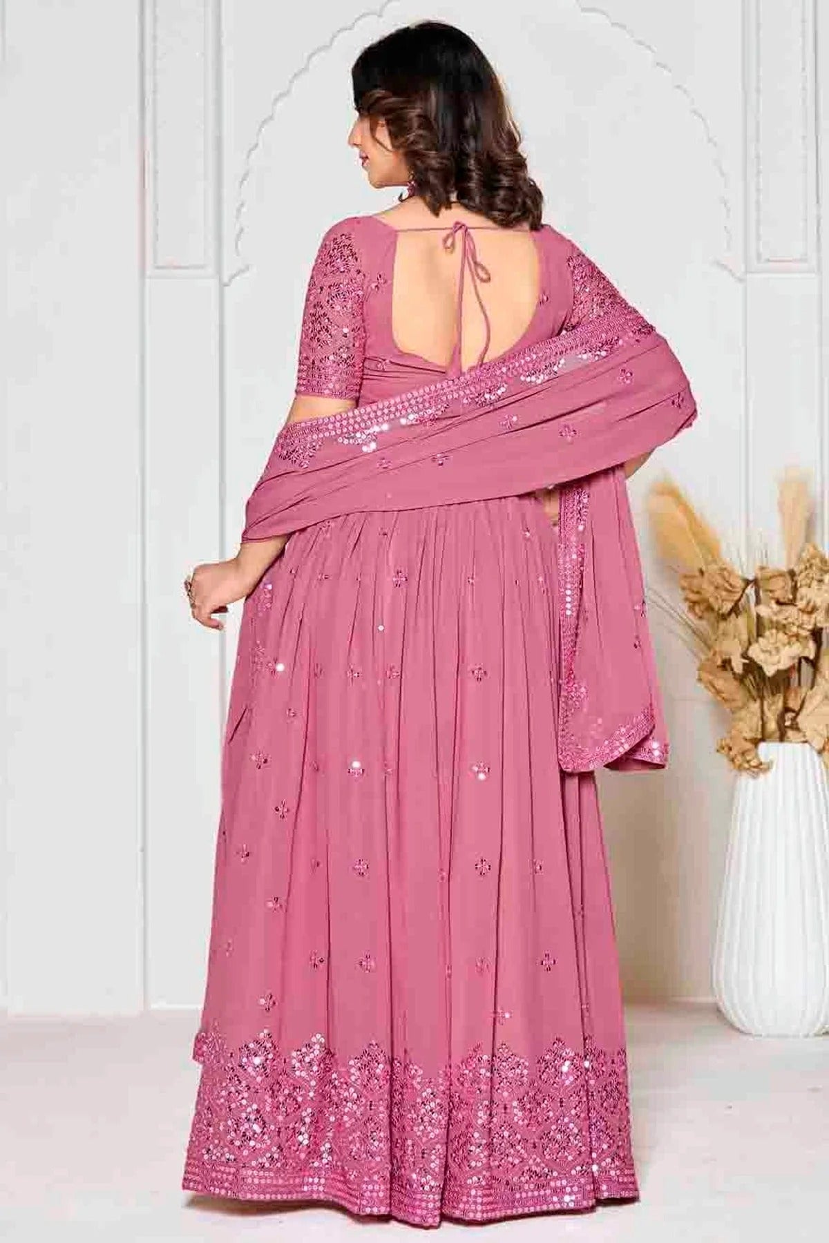 Pink Colour Georgette Semi Stitched Lehenga Choli LC1170084 B
