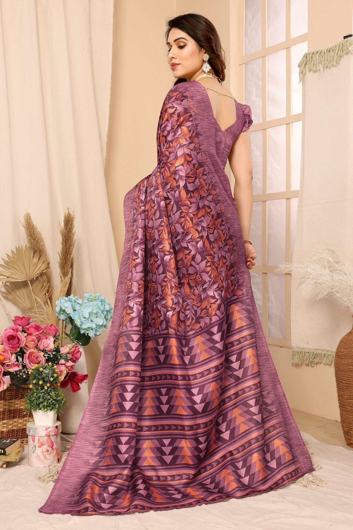 Pink Colour Khadi Printed Saree SD1180099 A