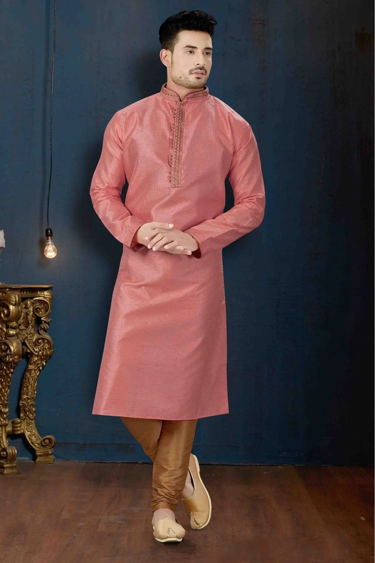 Pink Colour Kurta Pajama In Jacquard Fabric KP1040075