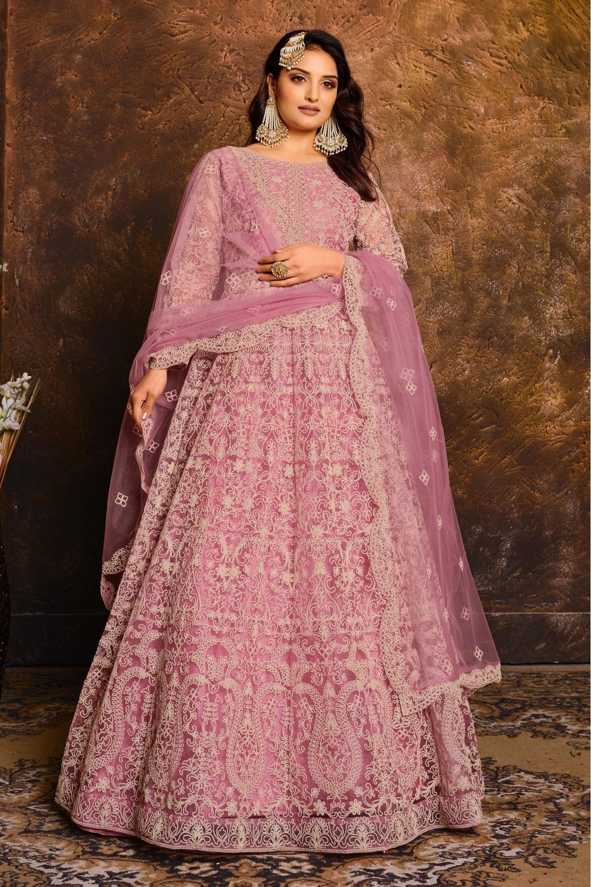 Pink Colour Net Anarkali Suit SM1050039