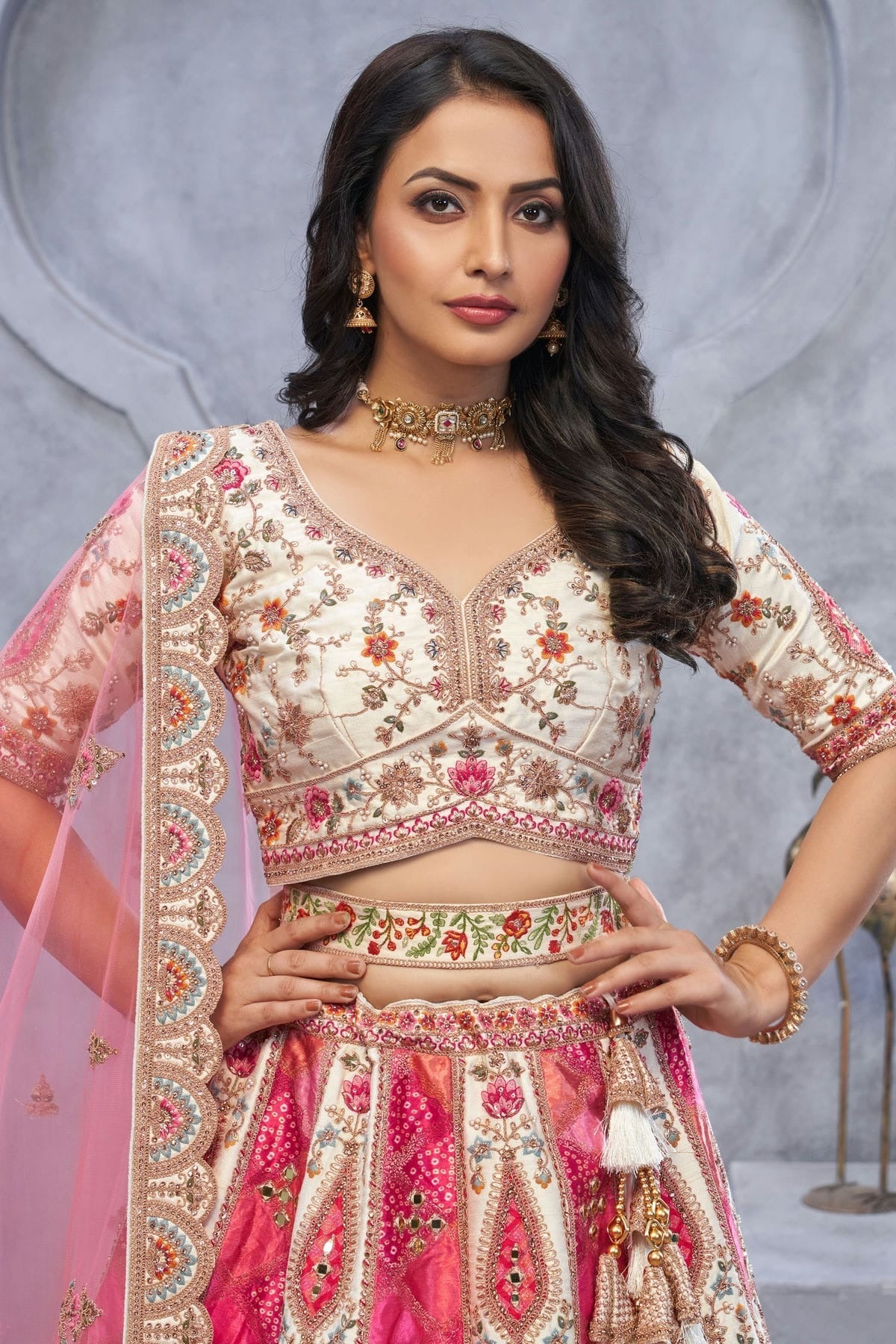 Pink Colour Organza Embroidery Lehenga Choli LC1111377 B