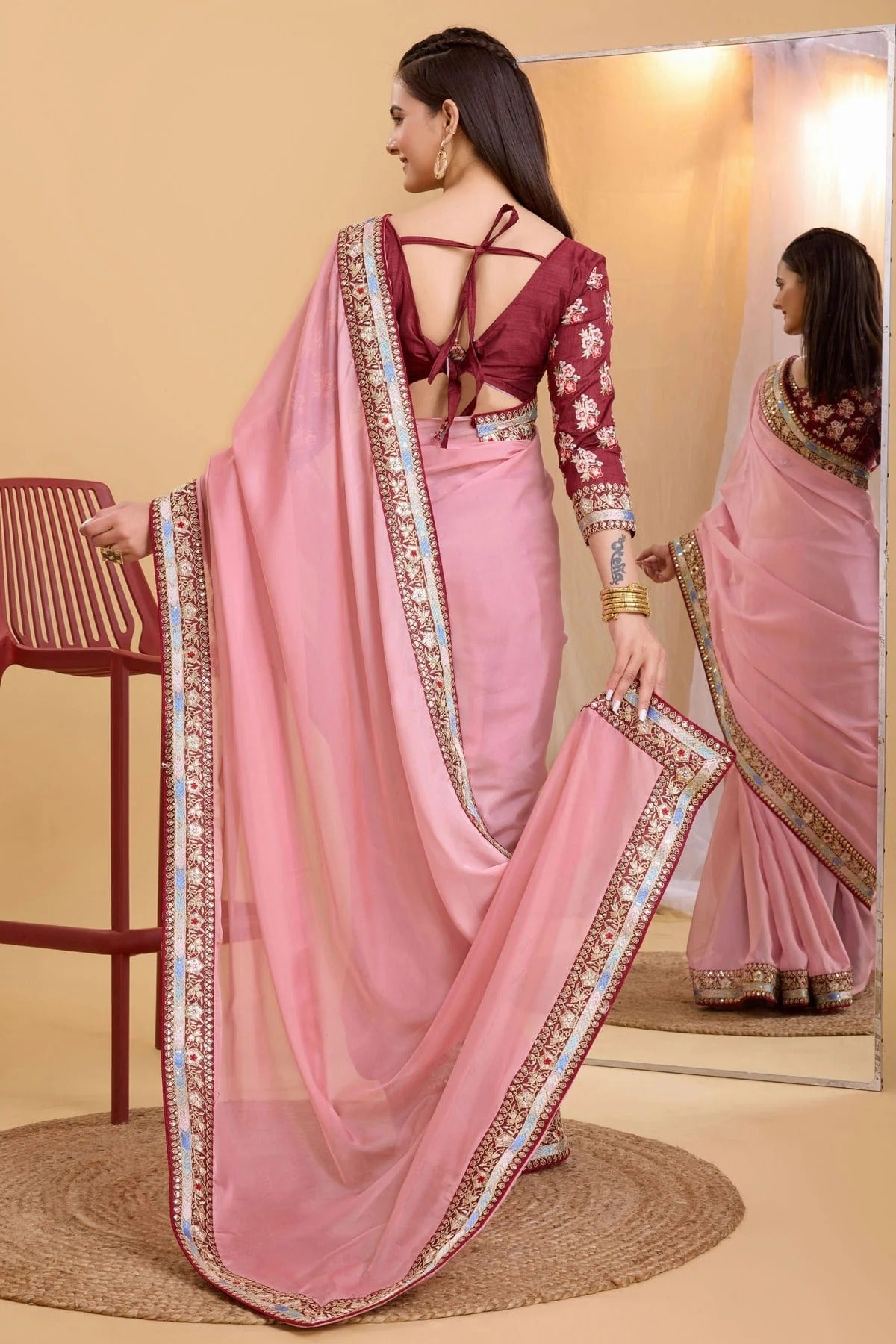 Pink Colour Organza Saree SD1110234 A